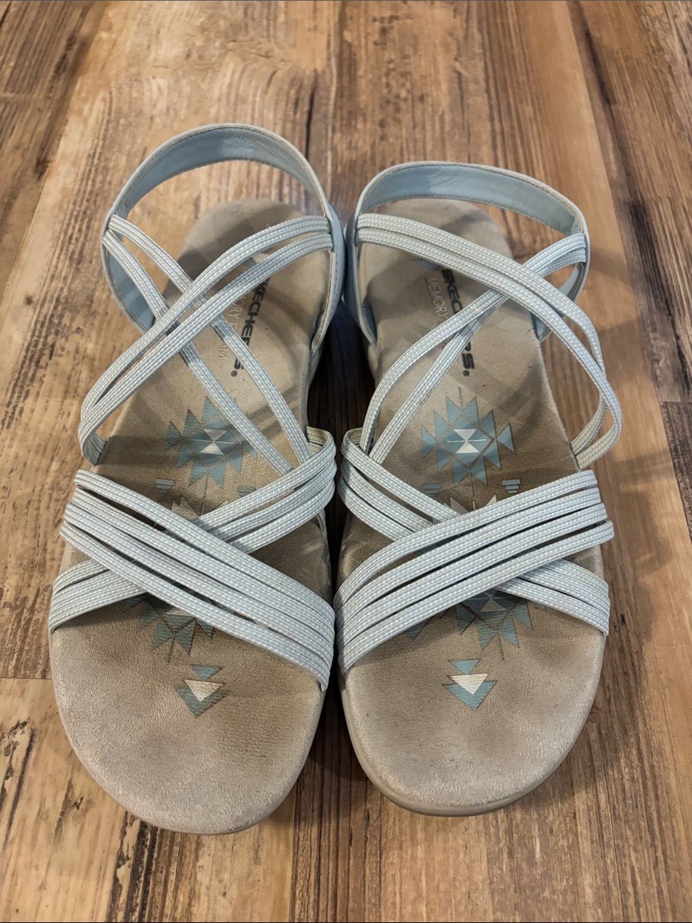 Skechers Reggae Light Blue Strappy Sandals - Size 9